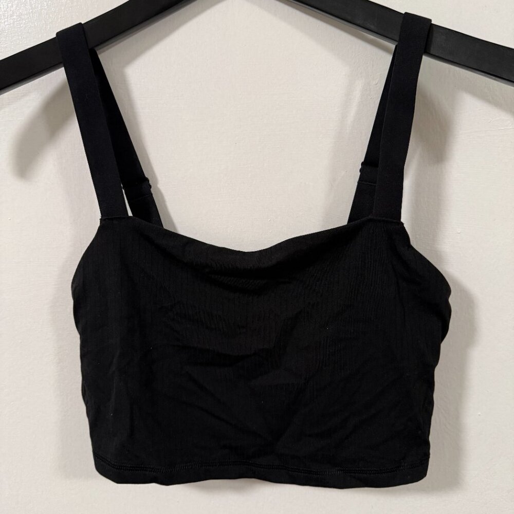 Offline By Aerie Black Ribbed Recharge Light Support Lined Braletter Bra Size S